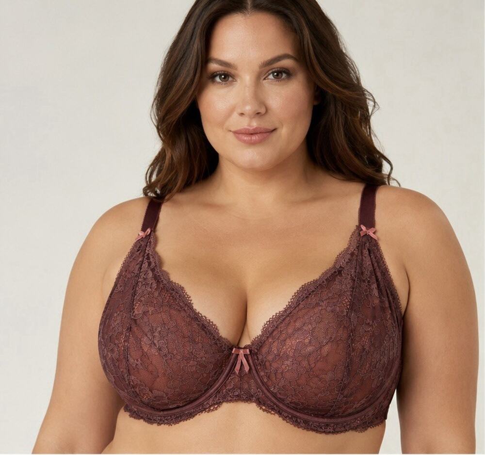 Pour Moi Amour Underwired Non-Padded Lace Bra – Truffle – 44FF UK – NWT